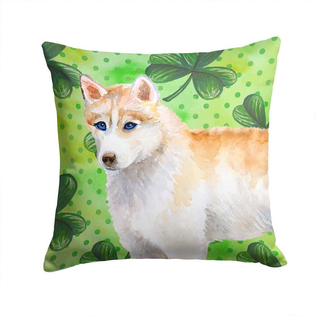Siberian Husky St Patrick's Decorative Throw Pillow 14x14 Indoor Outdoor Accent Cushion, Fabric Cover with Insert for Sofa, Bed, Porch & Living Room
