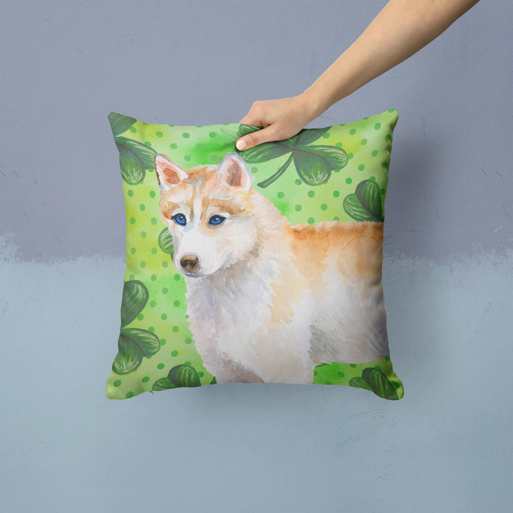 Siberian Husky St Patrick's Decorative Throw Pillow 14x14 Indoor Outdoor Accent Cushion, Fabric Cover with Insert for Sofa, Bed, Porch & Living Room