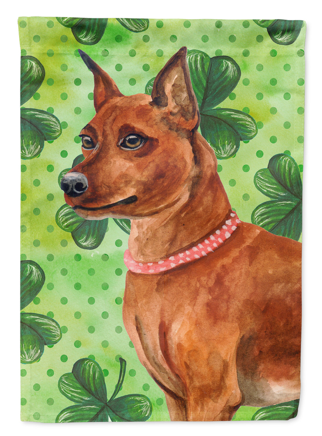 Miniature Pinscher St Patrick's House Flag 28x40 Porch Sleeve Pole Decorative Outside Yard Banner Artwork Wall Hanging, Polyester