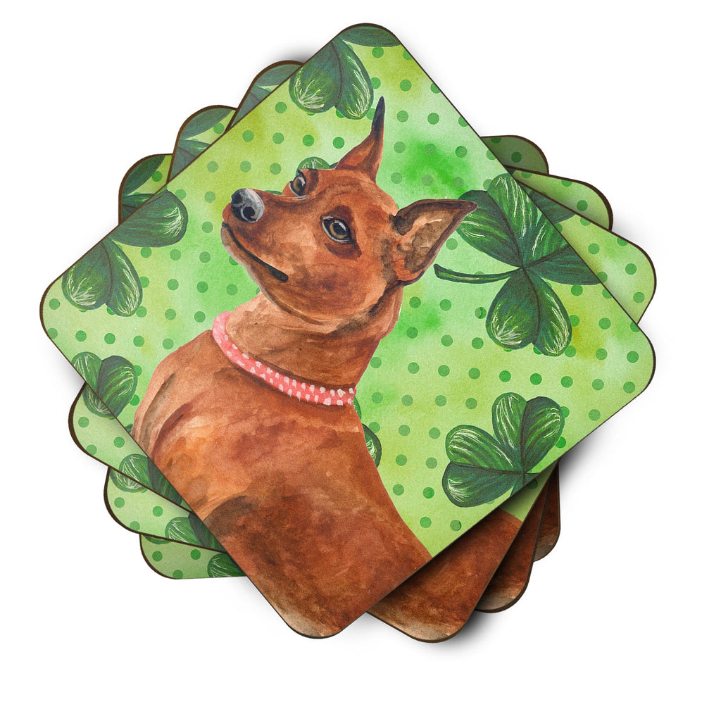 Miniature Pinscher St Patrick's Foam Coasters Set of 4 Cup Coasters for Indoor Outdoor, Tabletop Protection, Anti Slip, Mouse pad Material