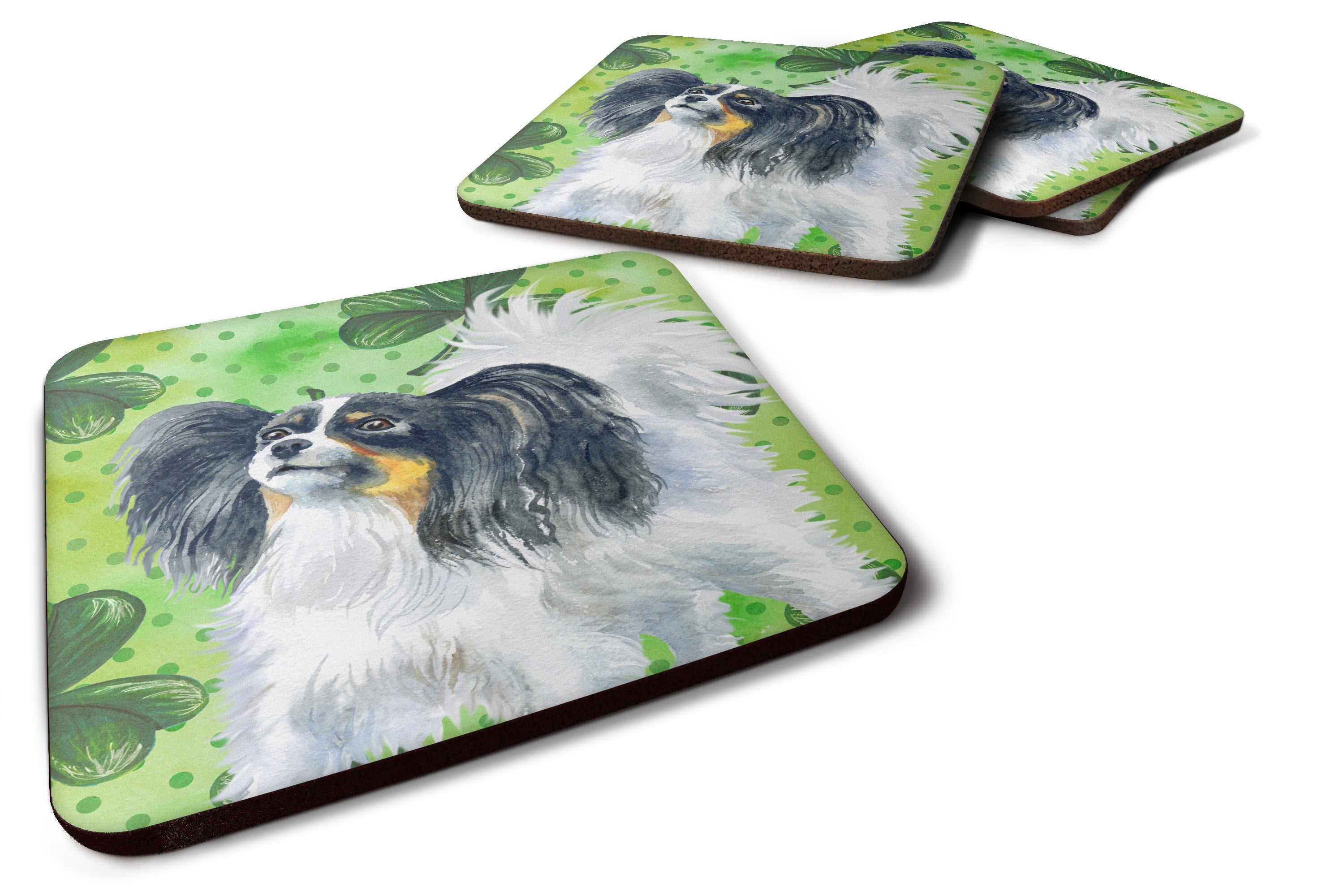 Papillon St Patrick's Foam Coasters Set of 4 Cup Coasters for Indoor Outdoor, Tabletop Protection, Anti Slip, Mouse pad Material