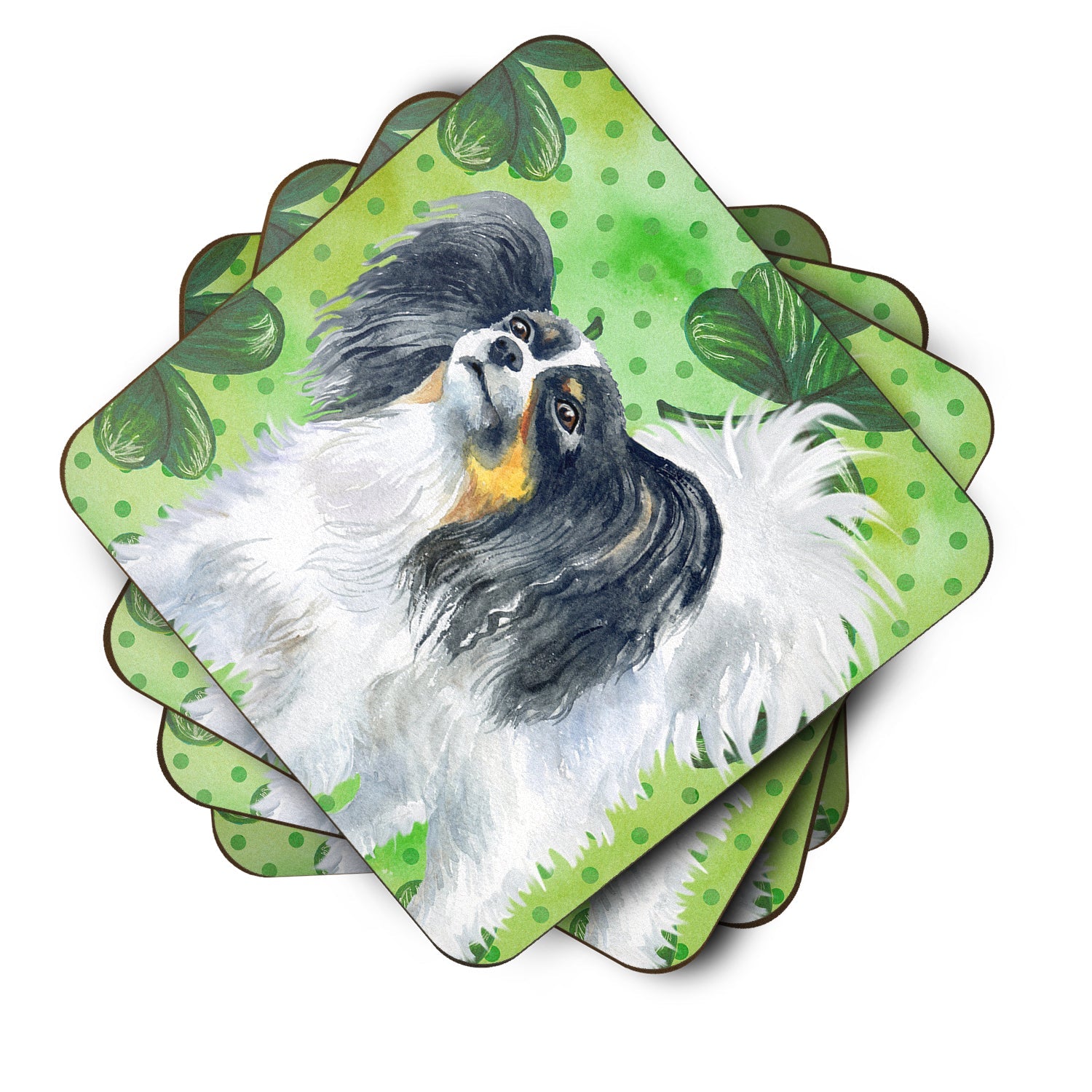 Papillon St Patrick's Foam Coasters Set of 4 Cup Coasters for Indoor Outdoor, Tabletop Protection, Anti Slip, Mouse pad Material