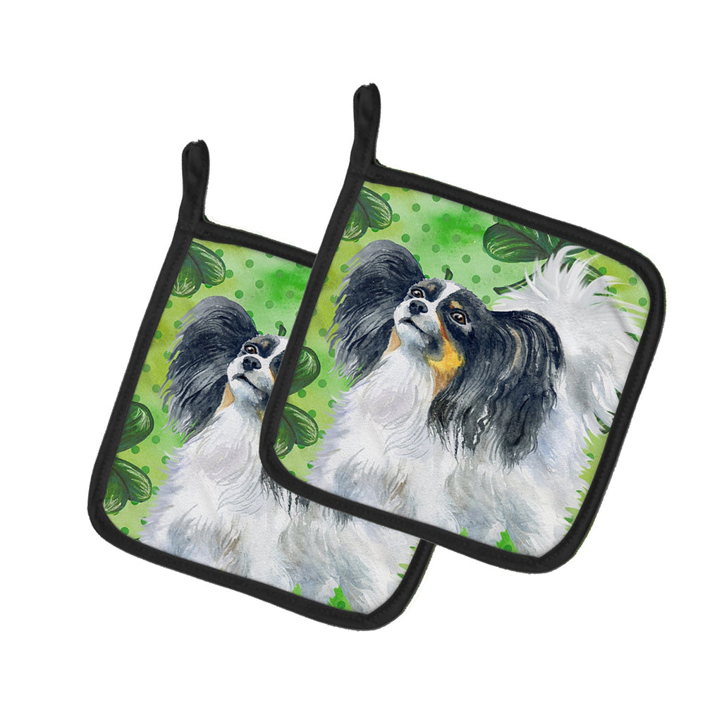Papillon St Patrick's Pot Holder Set of 2 Heat Resistant Quilted Hot Pads 7.5 x 7.5 Inch, Insulated Kitchen Trivets for Cooking & Baking