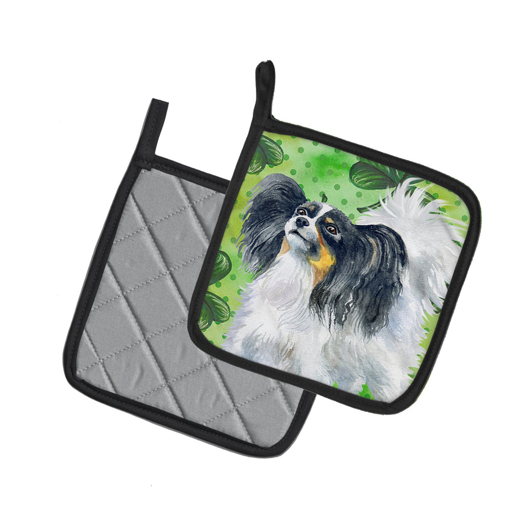 Papillon St Patrick's Pot Holder Set of 2 Heat Resistant Quilted Hot Pads 7.5 x 7.5 Inch, Insulated Kitchen Trivets for Cooking & Baking