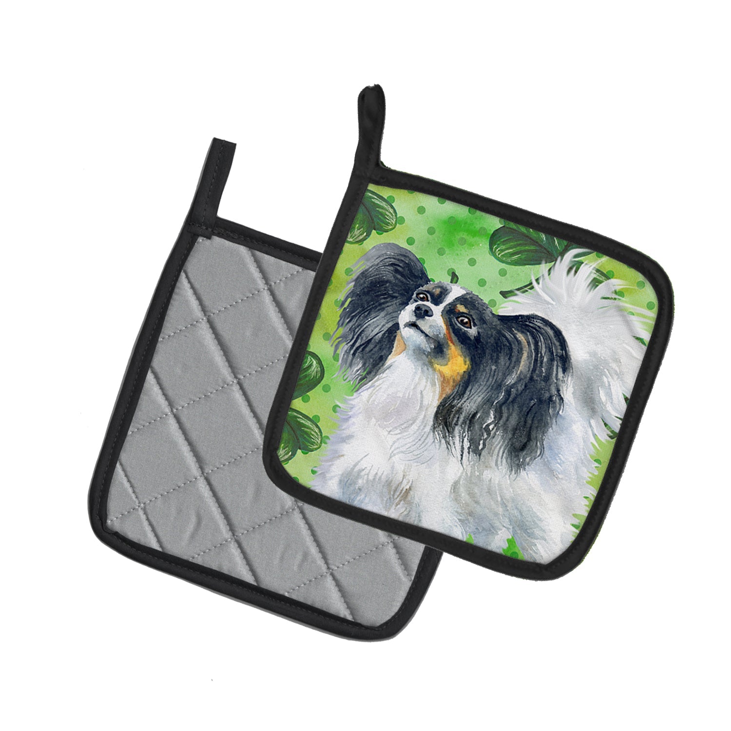 Papillon St Patrick's Pot Holder Set of 2 Heat Resistant Quilted Hot Pads 7.5 x 7.5 Inch, Insulated Kitchen Trivets for Cooking & Baking