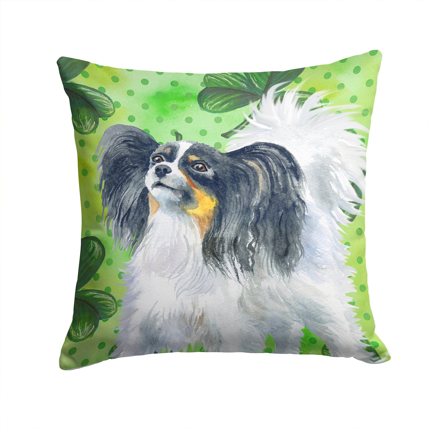 Papillon St Patrick's Decorative Throw Pillow 14x14 Indoor Outdoor Accent Cushion, Fabric Cover with Insert for Sofa, Bed, Porch & Living Room