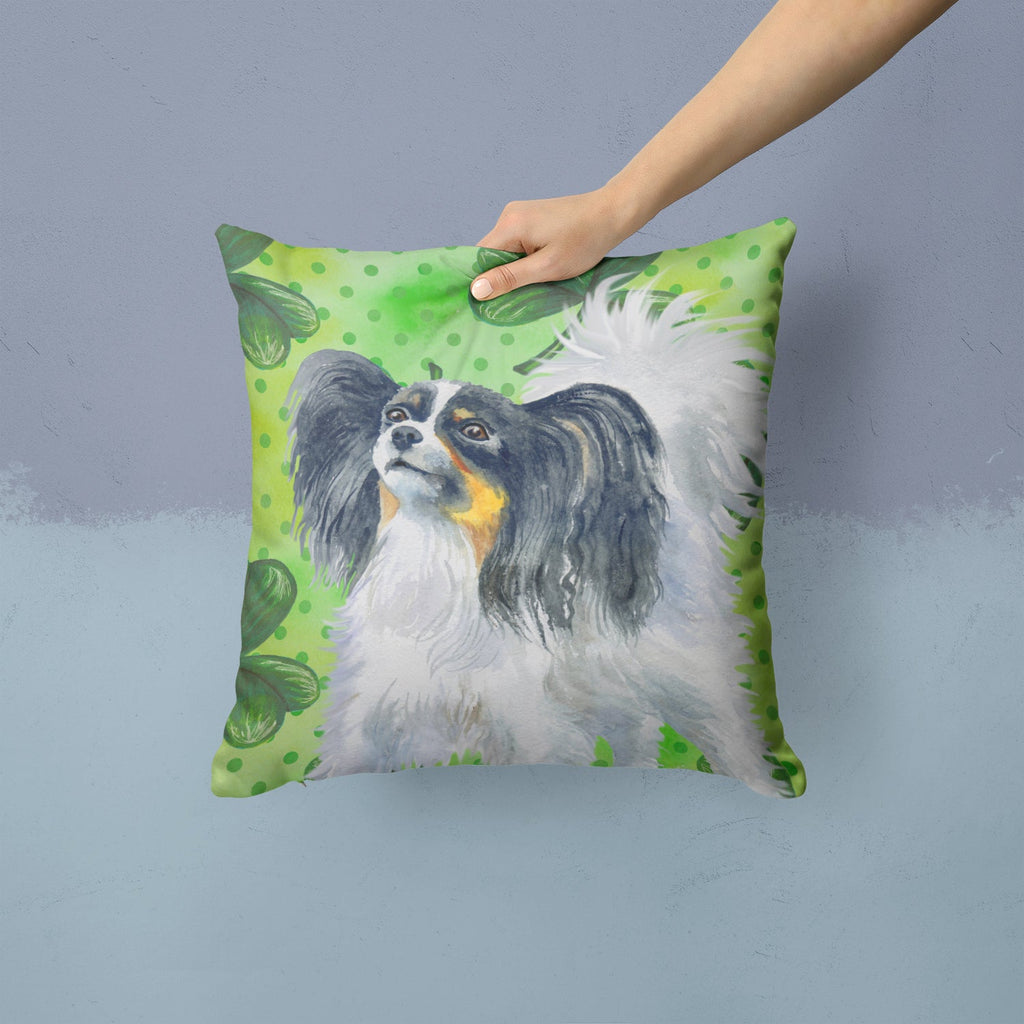 Papillon St Patrick's Decorative Throw Pillow 14x14 Indoor Outdoor Accent Cushion, Fabric Cover with Insert for Sofa, Bed, Porch & Living Room