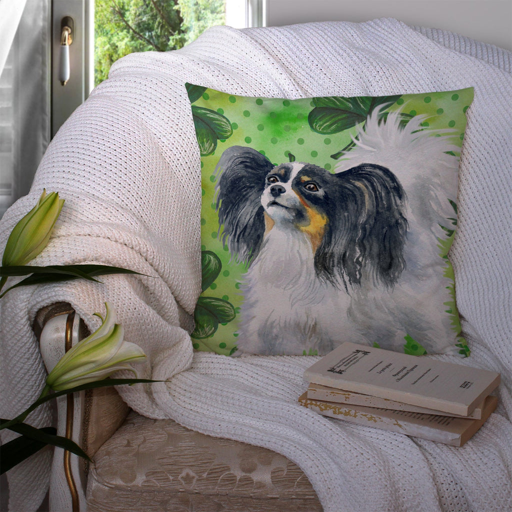 Papillon St Patrick's Decorative Throw Pillow 14x14 Indoor Outdoor Accent Cushion, Fabric Cover with Insert for Sofa, Bed, Porch & Living Room