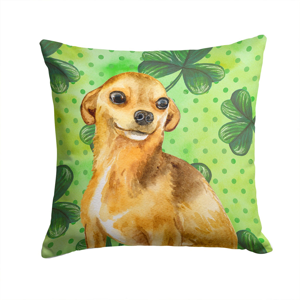 Chihuahua St Patrick's Decorative Throw Pillow 14x14 Indoor Outdoor Accent Cushion, Fabric Cover with Insert for Sofa, Bed, Porch & Living Room