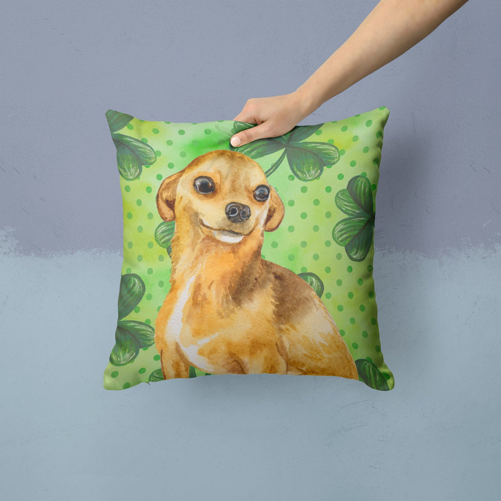 Chihuahua St Patrick's Decorative Throw Pillow 14x14 Indoor Outdoor Accent Cushion, Fabric Cover with Insert for Sofa, Bed, Porch & Living Room