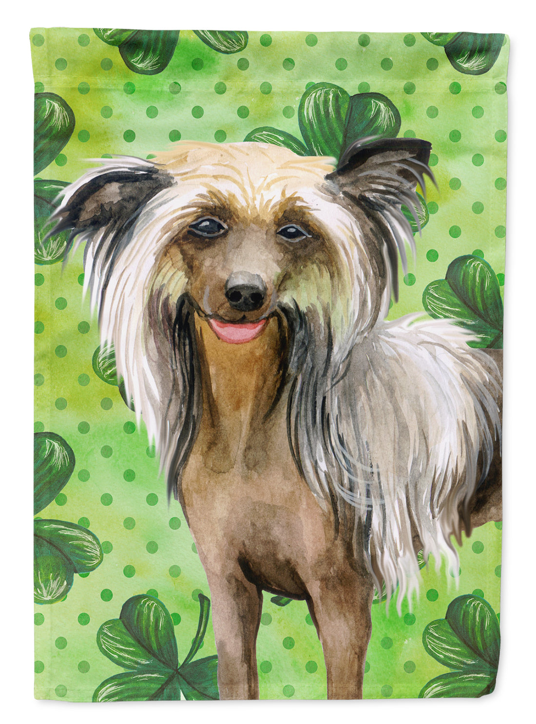 Chinese Crested St Patrick's House Flag 28x40 Porch Sleeve Pole Decorative Outside Yard Banner Artwork Wall Hanging, Polyester