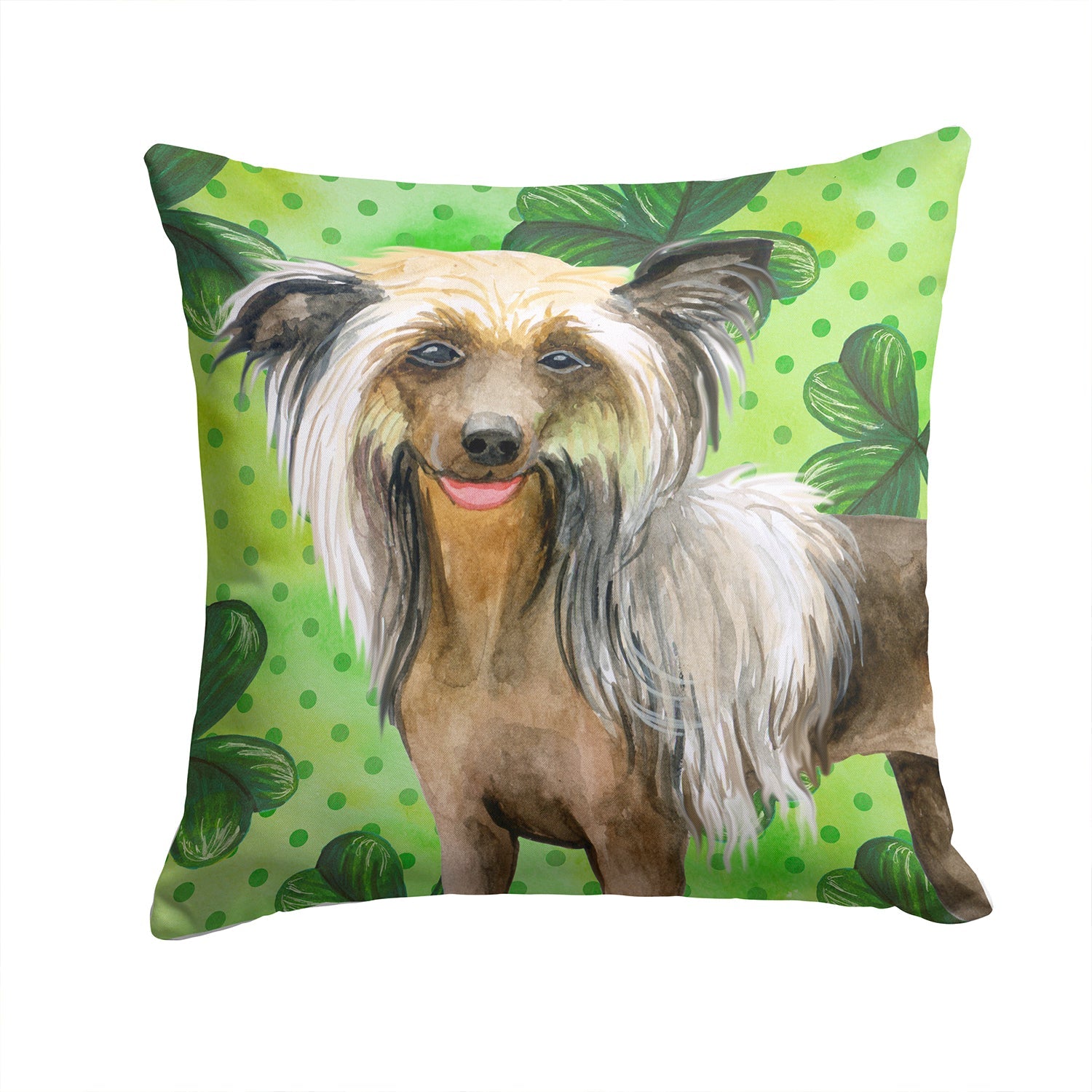 Chinese Crested St Patrick's Decorative Throw Pillow 14x14 Indoor Outdoor Accent Cushion, Fabric Cover with Insert for Sofa, Bed, Porch & Living Room