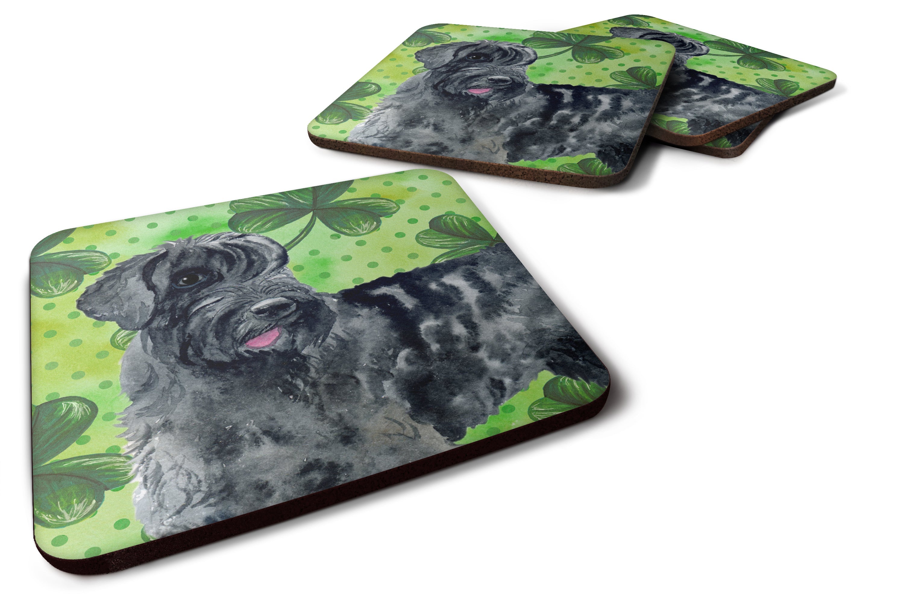 Giant Schnauzer St Patrick's Foam Coasters Set of 4 Cup Coasters for Indoor Outdoor, Tabletop Protection, Anti Slip, Mouse pad Material