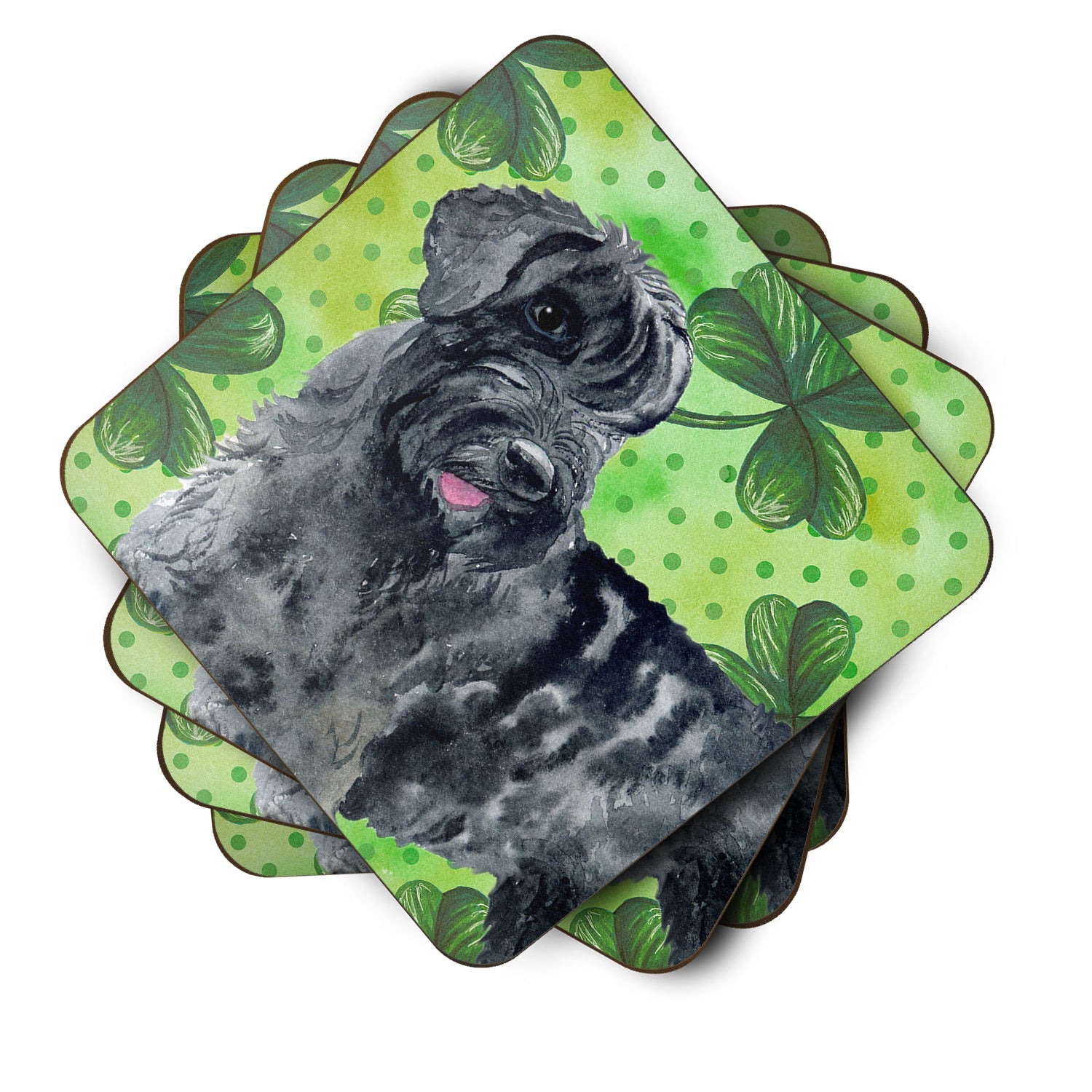Giant Schnauzer St Patrick's Foam Coasters Set of 4 Cup Coasters for Indoor Outdoor, Tabletop Protection, Anti Slip, Mouse pad Material