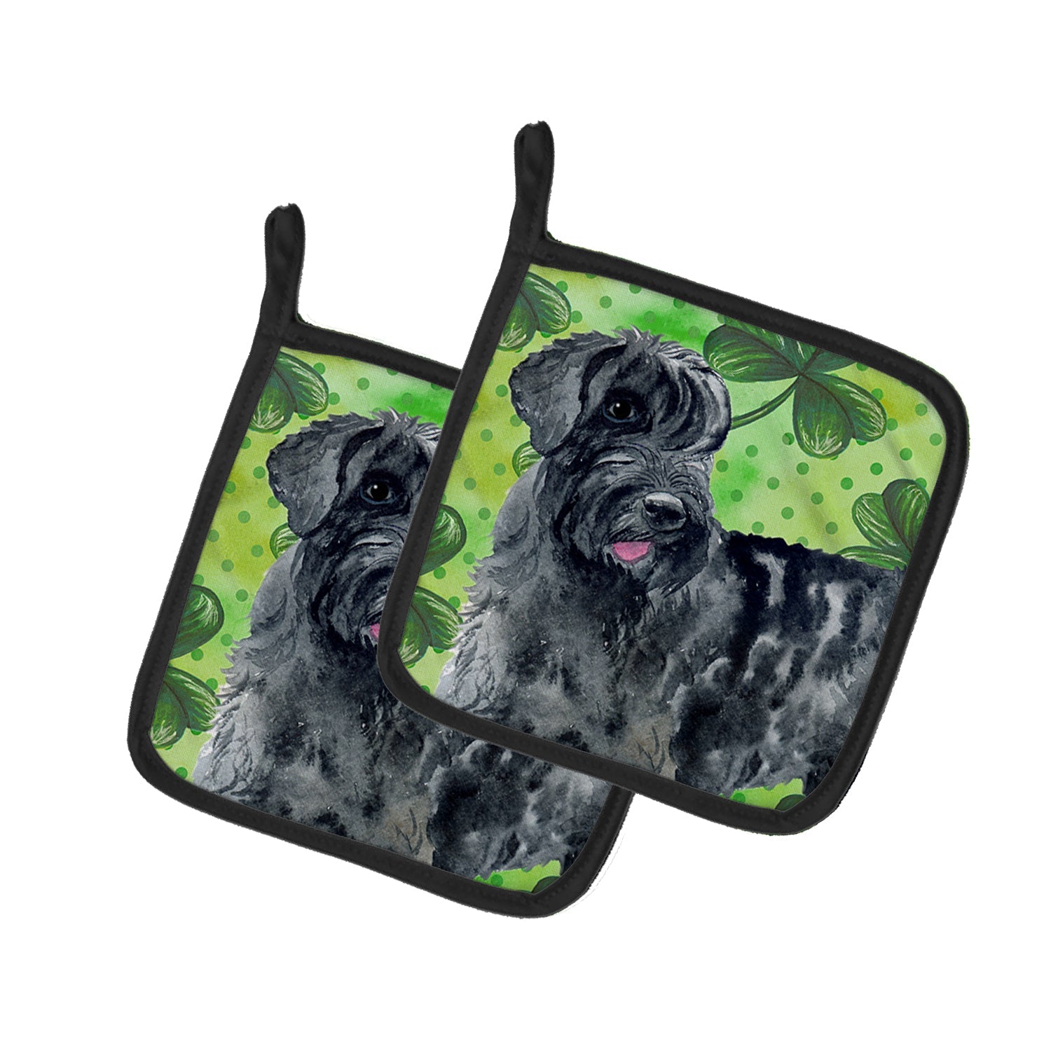 Giant Schnauzer St Patrick's Pot Holder Set of 2 Heat Resistant Quilted Hot Pads 7.5 x 7.5 Inch, Insulated Kitchen Trivets for Cooking & Baking
