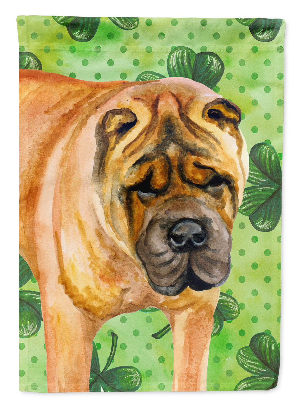 Shar Pei St Patrick's House Flag 28x40 Porch Sleeve Pole Decorative Outside Yard Banner Artwork Wall Hanging, Polyester