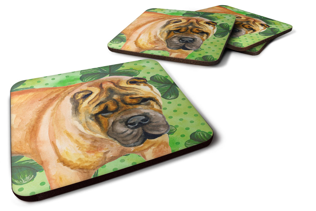 Shar Pei St Patrick's Foam Coasters Set of 4 Cup Coasters for Indoor Outdoor, Tabletop Protection, Anti Slip, Mouse pad Material