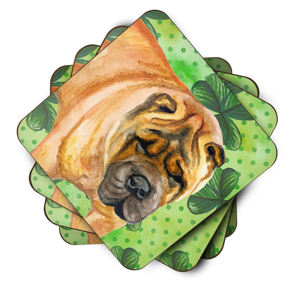 Shar Pei St Patrick's Foam Coasters Set of 4 Cup Coasters for Indoor Outdoor, Tabletop Protection, Anti Slip, Mouse pad Material
