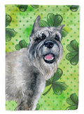 Schnauzer St Patrick's House Flag 28x40 Porch Sleeve Pole Decorative Outside Yard Banner Artwork Wall Hanging, Polyester