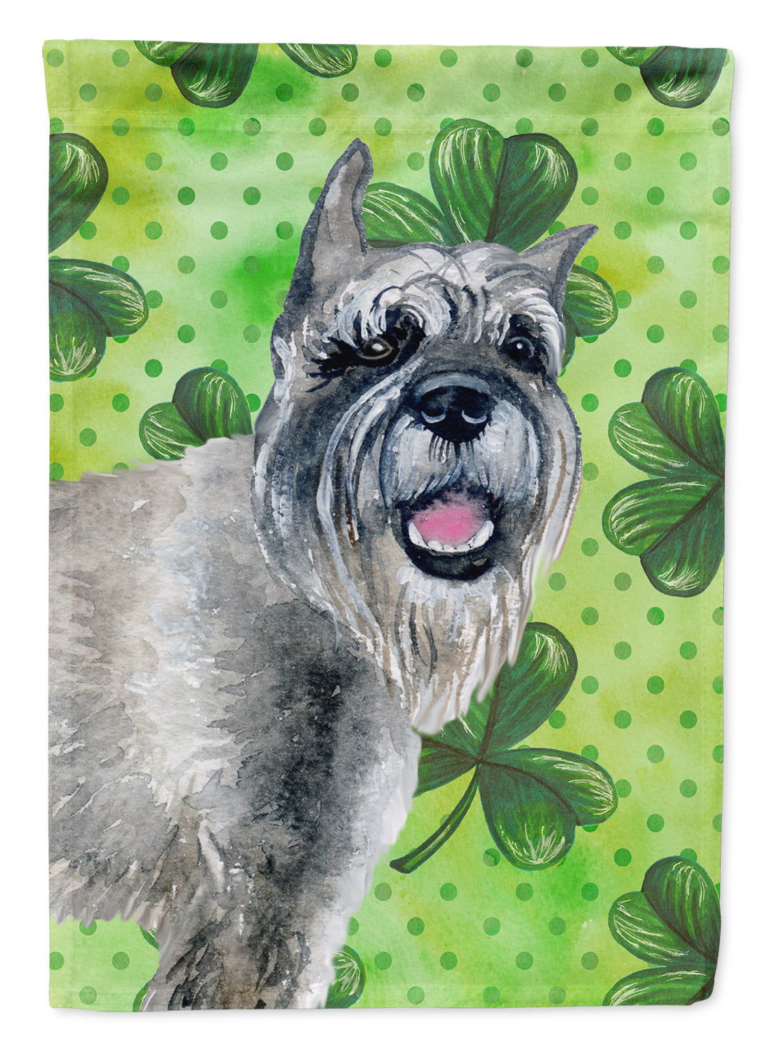 Schnauzer St Patrick's House Flag 28x40 Porch Sleeve Pole Decorative Outside Yard Banner Artwork Wall Hanging, Polyester