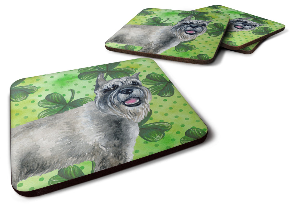 Schnauzer St Patrick's Foam Coasters Set of 4 Cup Coasters for Indoor Outdoor, Tabletop Protection, Anti Slip, Mouse pad Material