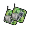Schnauzer St Patrick's Pot Holder Set of 2 Heat Resistant Quilted Hot Pads 7.5 x 7.5 Inch, Insulated Kitchen Trivets for Cooking & Baking