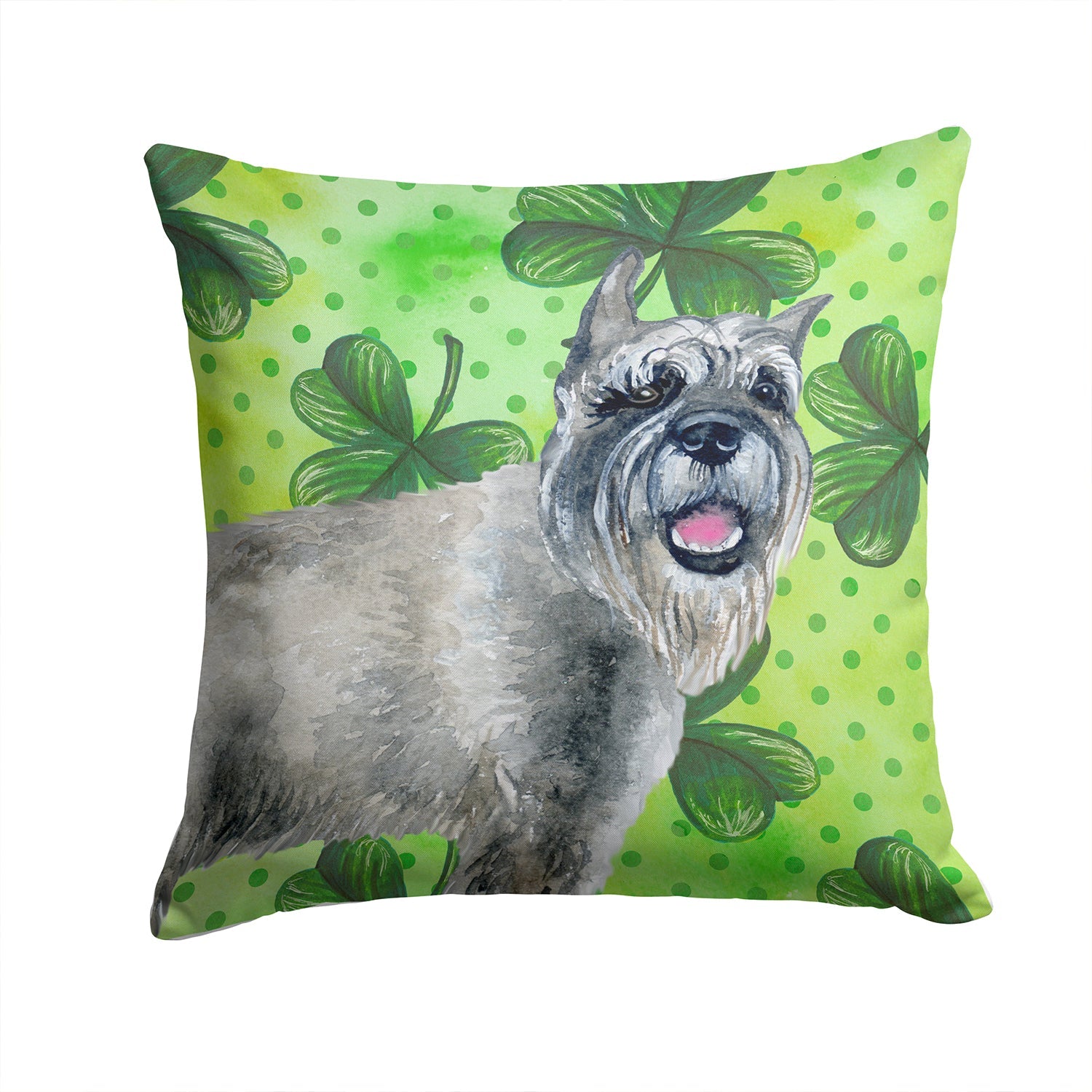Schnauzer St Patrick's Decorative Throw Pillow 14x14 Indoor Outdoor Accent Cushion, Fabric Cover with Insert for Sofa, Bed, Porch & Living Room