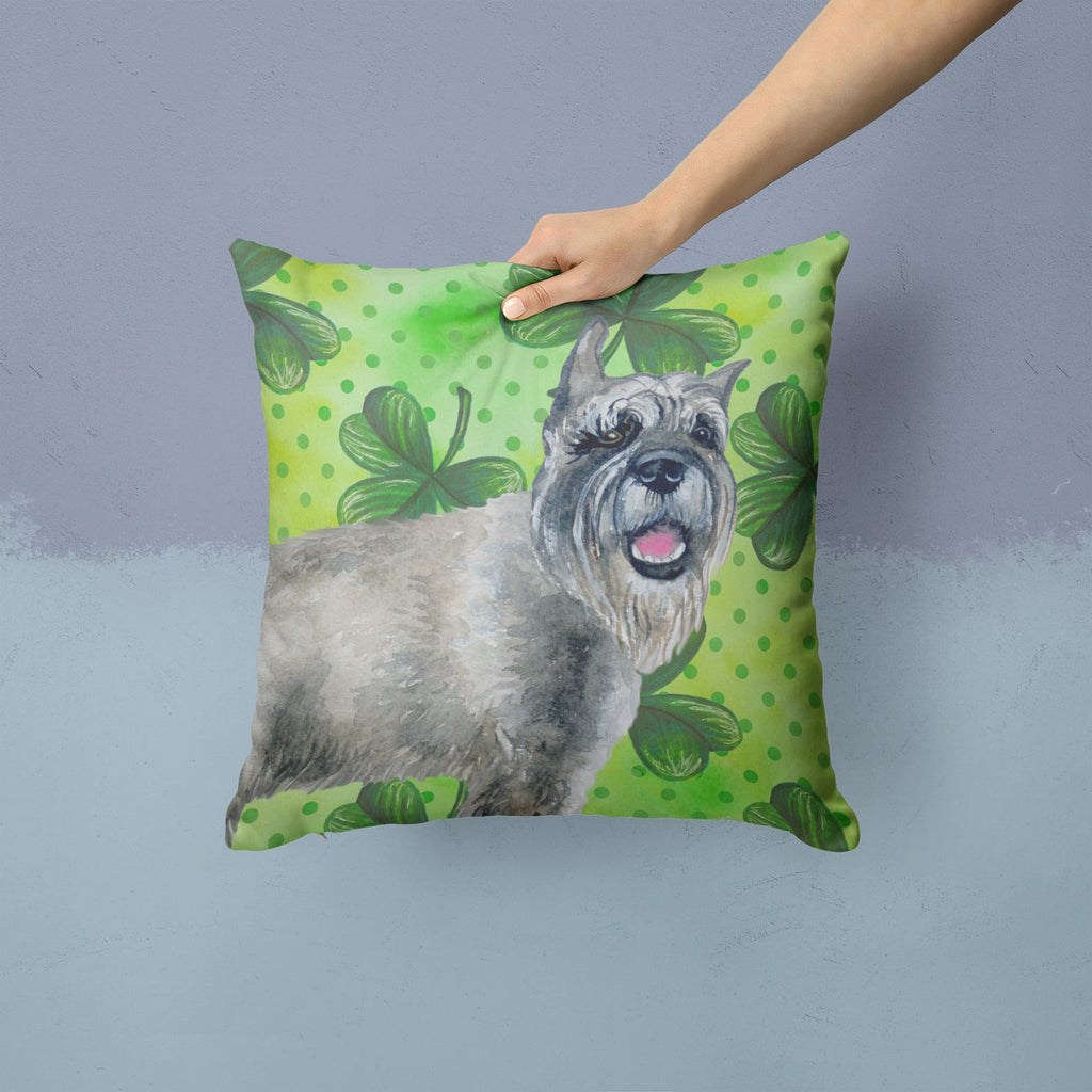 Schnauzer St Patrick's Decorative Throw Pillow 14x14 Indoor Outdoor Accent Cushion, Fabric Cover with Insert for Sofa, Bed, Porch & Living Room