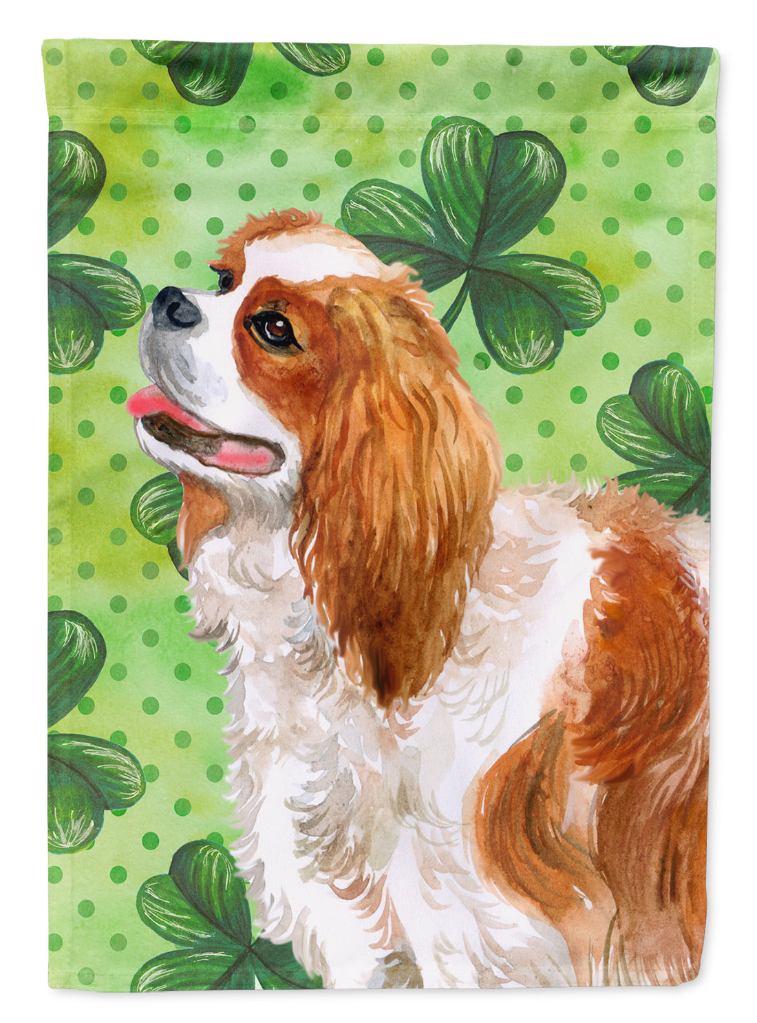 Cavalier Spaniel St Patrick's House Flag 28x40 Porch Sleeve Pole Decorative Outside Yard Banner Artwork Wall Hanging, Polyester