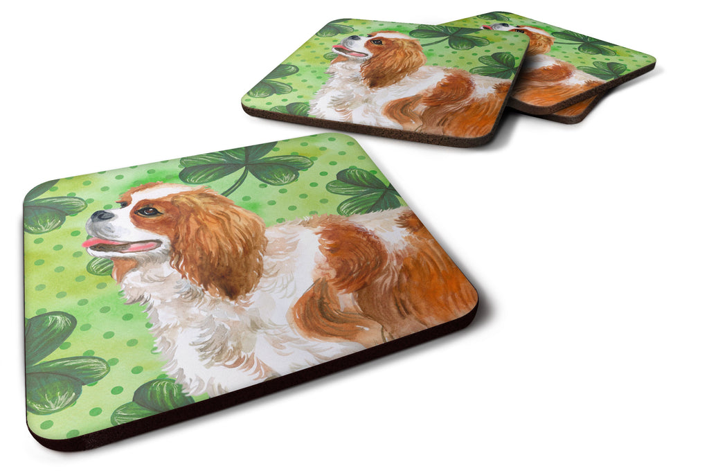 Cavalier Spaniel St Patrick's Foam Coasters Set of 4 Cup Coasters for Indoor Outdoor, Tabletop Protection, Anti Slip, Mouse pad Material