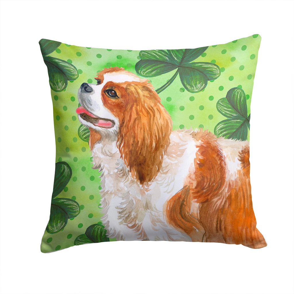 Cavalier Spaniel St Patrick's Decorative Throw Pillow 14x14 Indoor Outdoor Accent Cushion, Fabric Cover with Insert for Sofa, Bed, Porch & Living Room