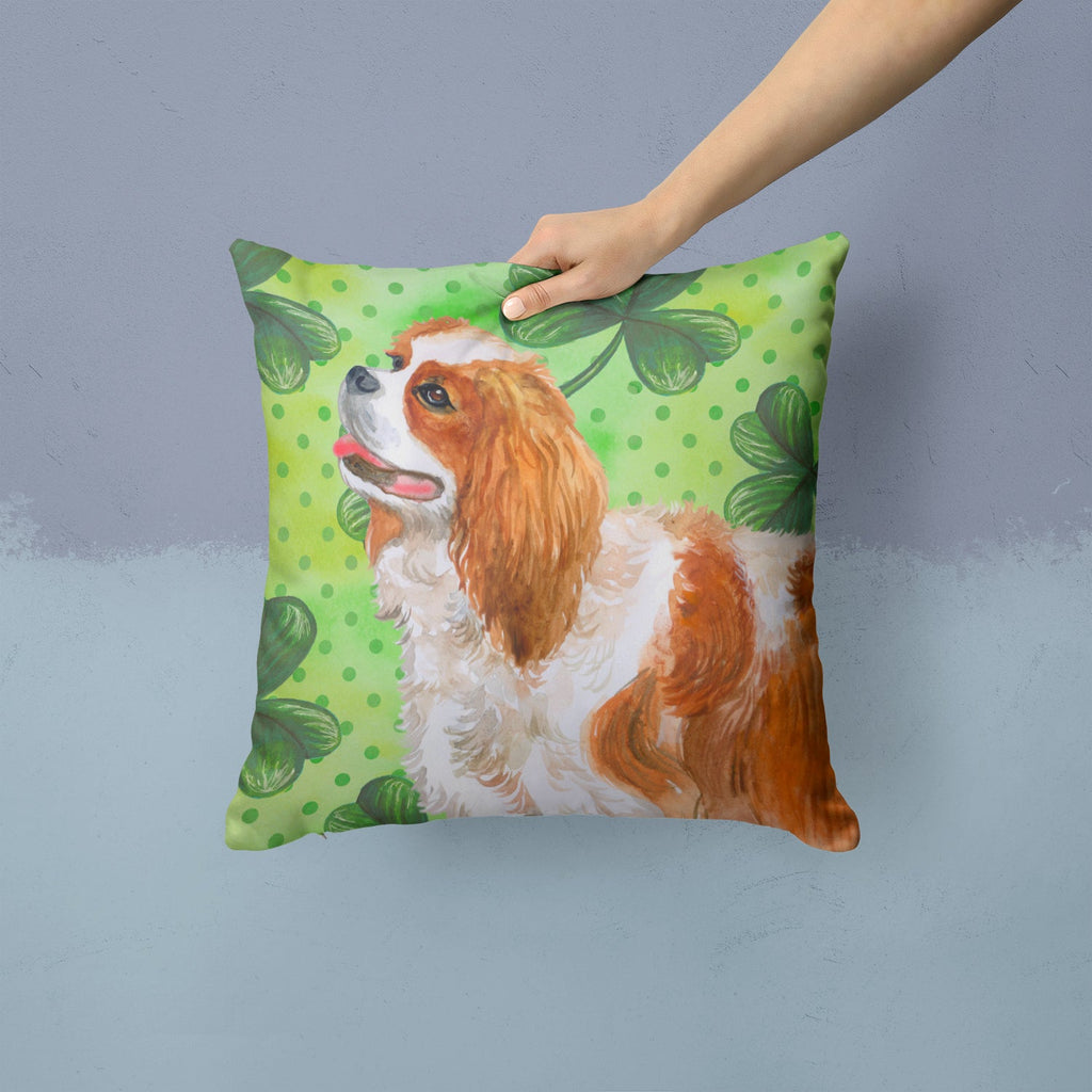 Cavalier Spaniel St Patrick's Decorative Throw Pillow 14x14 Indoor Outdoor Accent Cushion, Fabric Cover with Insert for Sofa, Bed, Porch & Living Room