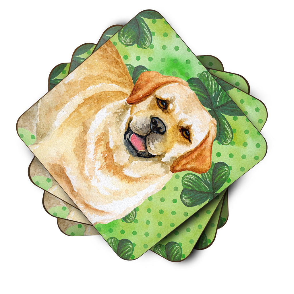 Golden Retriever St Patrick's Foam Coasters Set of 4 Cup Coasters for Indoor Outdoor, Tabletop Protection, Anti Slip, Mouse pad Material