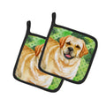 Golden Retriever St Patrick's Pot Holder Set of 2 Heat Resistant Quilted Hot Pads 7.5 x 7.5 Inch, Insulated Kitchen Trivets for Cooking & Baking