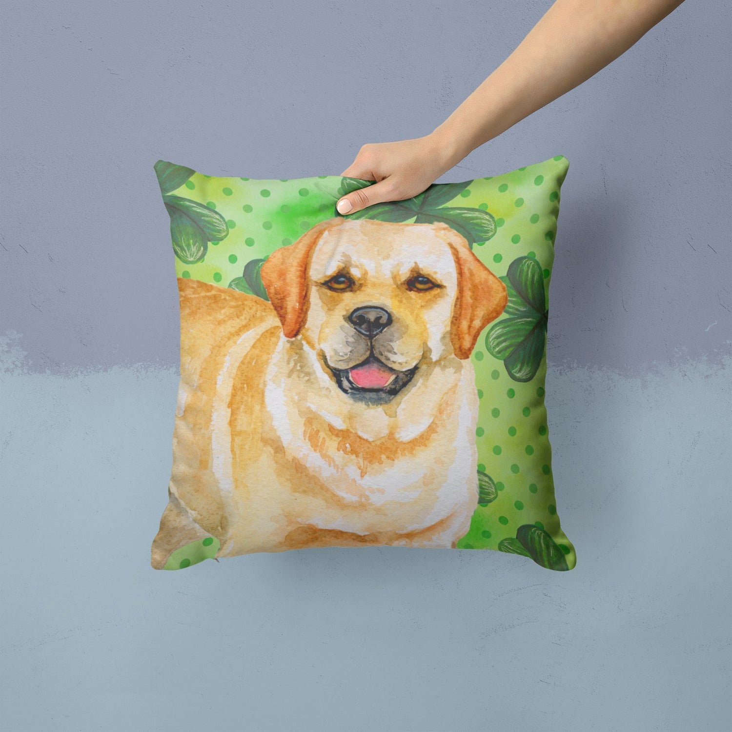 Golden Retriever St Patrick's Decorative Throw Pillow 14x14 Indoor Outdoor Accent Cushion, Fabric Cover with Insert for Sofa, Bed, Porch & Living Room
