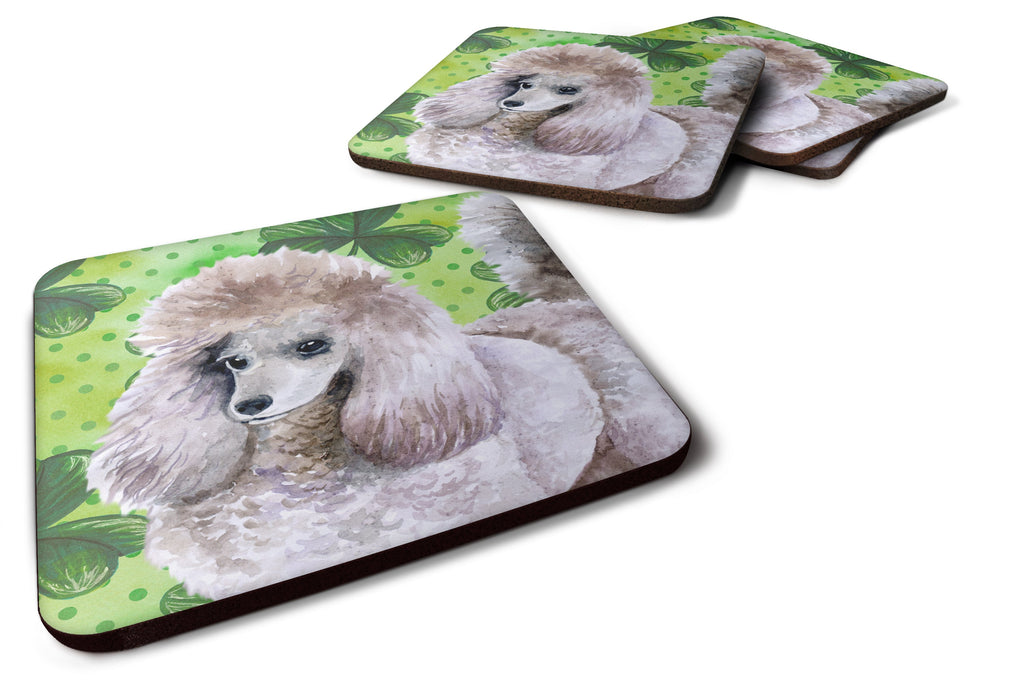 Poodle St Patrick's Foam Coasters Set of 4 Cup Coasters for Indoor Outdoor, Tabletop Protection, Anti Slip, Mouse pad Material