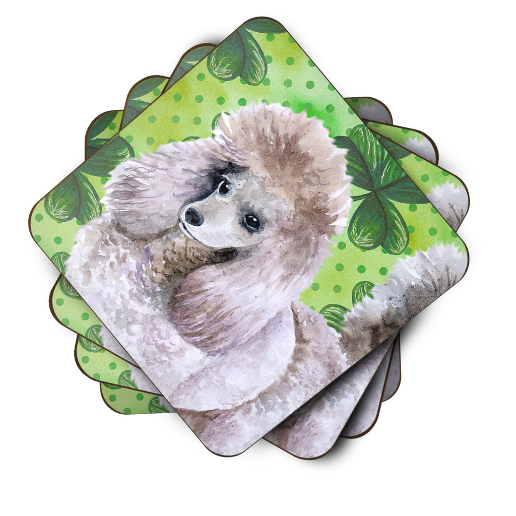 Poodle St Patrick's Foam Coasters Set of 4 Cup Coasters for Indoor Outdoor, Tabletop Protection, Anti Slip, Mouse pad Material