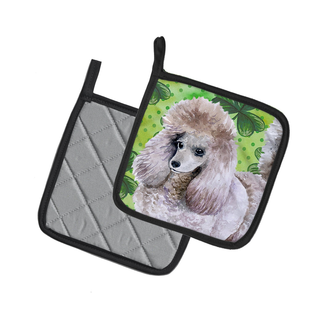 Poodle St Patrick's Pot Holder Set of 2 Heat Resistant Quilted Hot Pads 7.5 x 7.5 Inch, Insulated Kitchen Trivets for Cooking & Baking