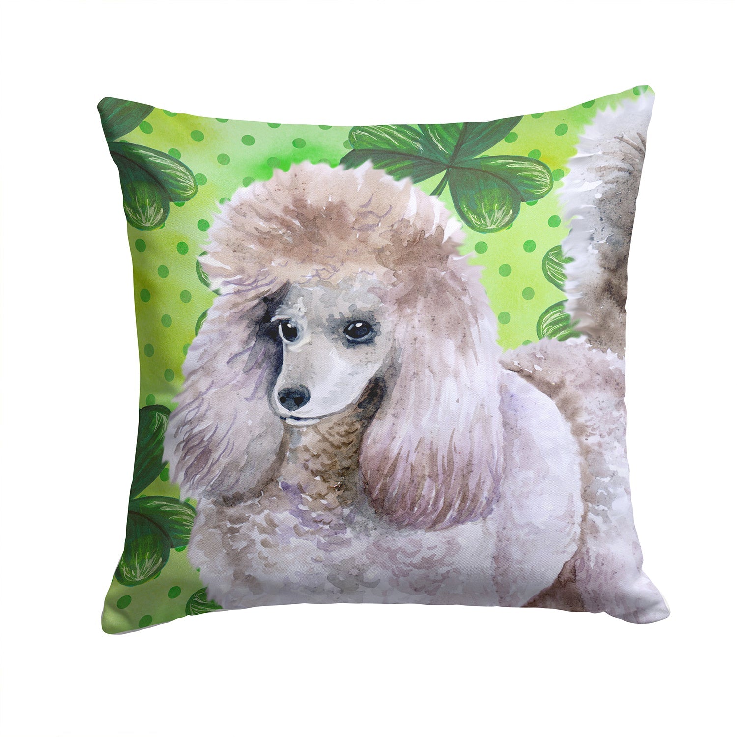Poodle St Patrick's Decorative Throw Pillow 14x14 Indoor Outdoor Accent Cushion, Fabric Cover with Insert for Sofa, Bed, Porch & Living Room