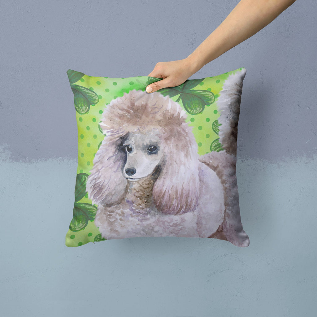 Poodle St Patrick's Decorative Throw Pillow 14x14 Indoor Outdoor Accent Cushion, Fabric Cover with Insert for Sofa, Bed, Porch & Living Room