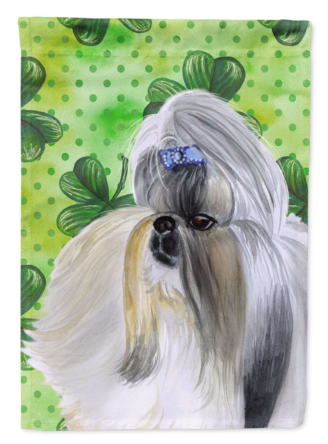 Shih Tzu St Patrick's House Flag 28x40 Porch Sleeve Pole Decorative Outside Yard Banner Artwork Wall Hanging, Polyester