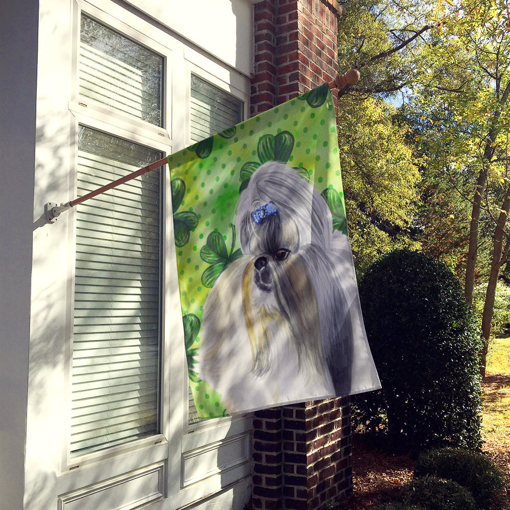 Shih Tzu St Patrick's House Flag 28x40 Porch Sleeve Pole Decorative Outside Yard Banner Artwork Wall Hanging, Polyester