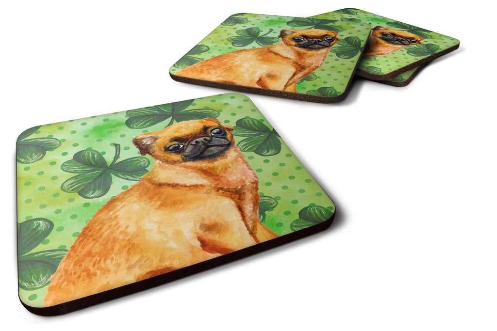 Small Brabant Griffon St Patrick's Foam Coasters Set of 4 Cup Coasters for Indoor Outdoor, Tabletop Protection, Anti Slip, Mouse pad Material