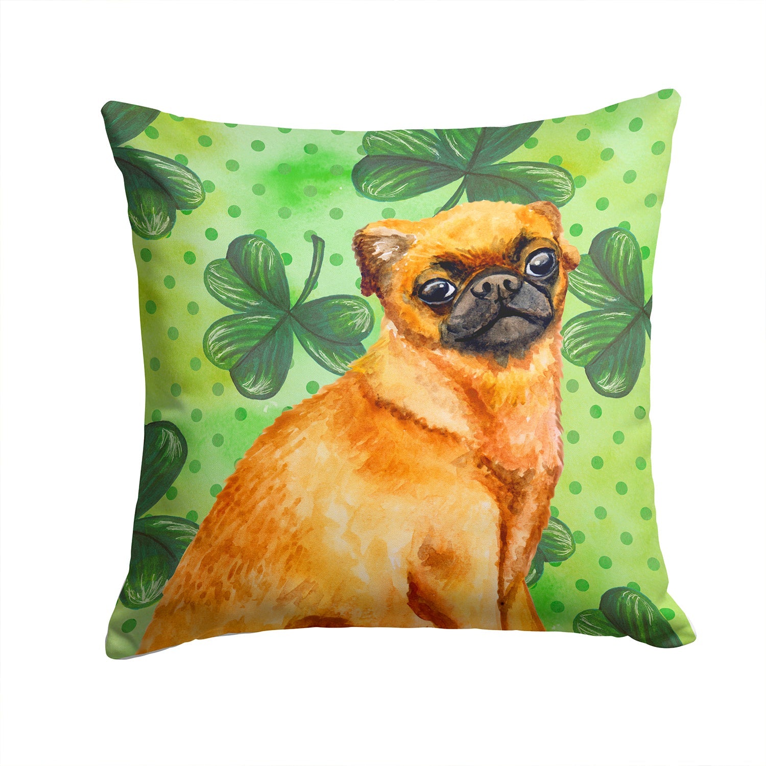 Small Brabant Griffon St Patrick's Decorative Throw Pillow 14x14 Indoor Outdoor Accent Cushion, Fabric Cover with Insert for Sofa, Bed, Porch & Living Room