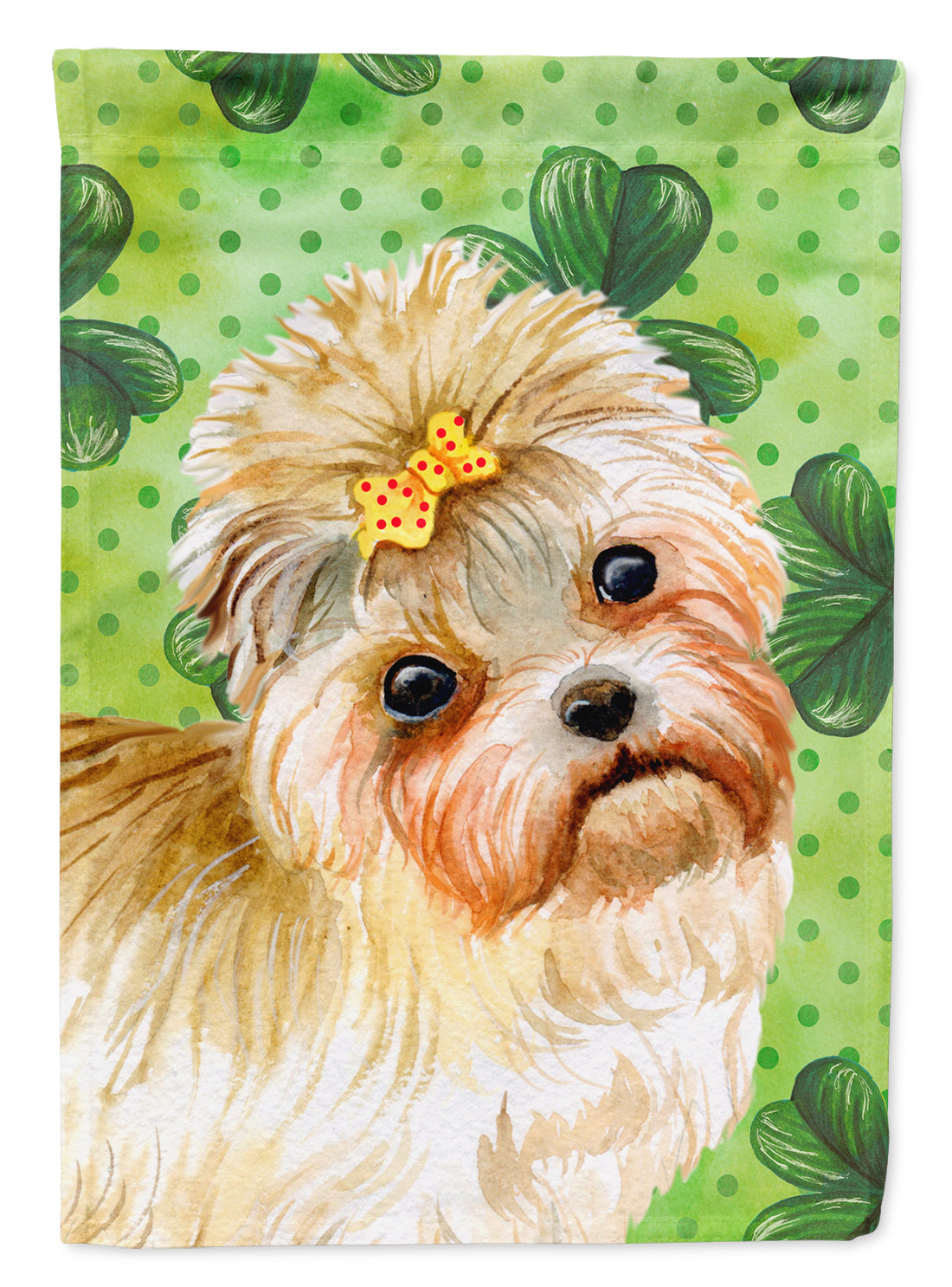 Morkie St Patrick's House Flag 28x40 Porch Sleeve Pole Decorative Outside Yard Banner Artwork Wall Hanging, Polyester