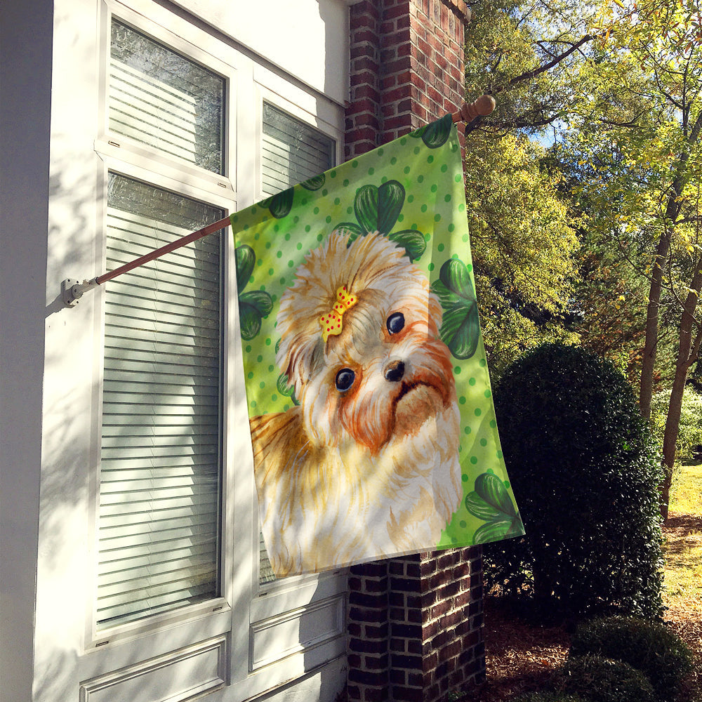 Morkie St Patrick's House Flag 28x40 Porch Sleeve Pole Decorative Outside Yard Banner Artwork Wall Hanging, Polyester