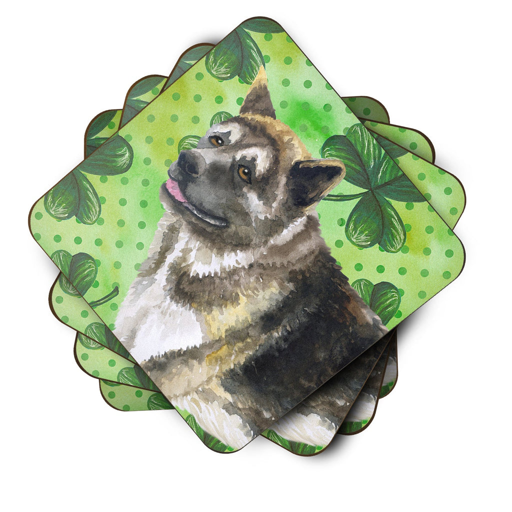 American Akita St Patrick's Foam Coasters Set of 4 Cup Coasters for Indoor Outdoor, Tabletop Protection, Anti Slip, Mouse pad Material