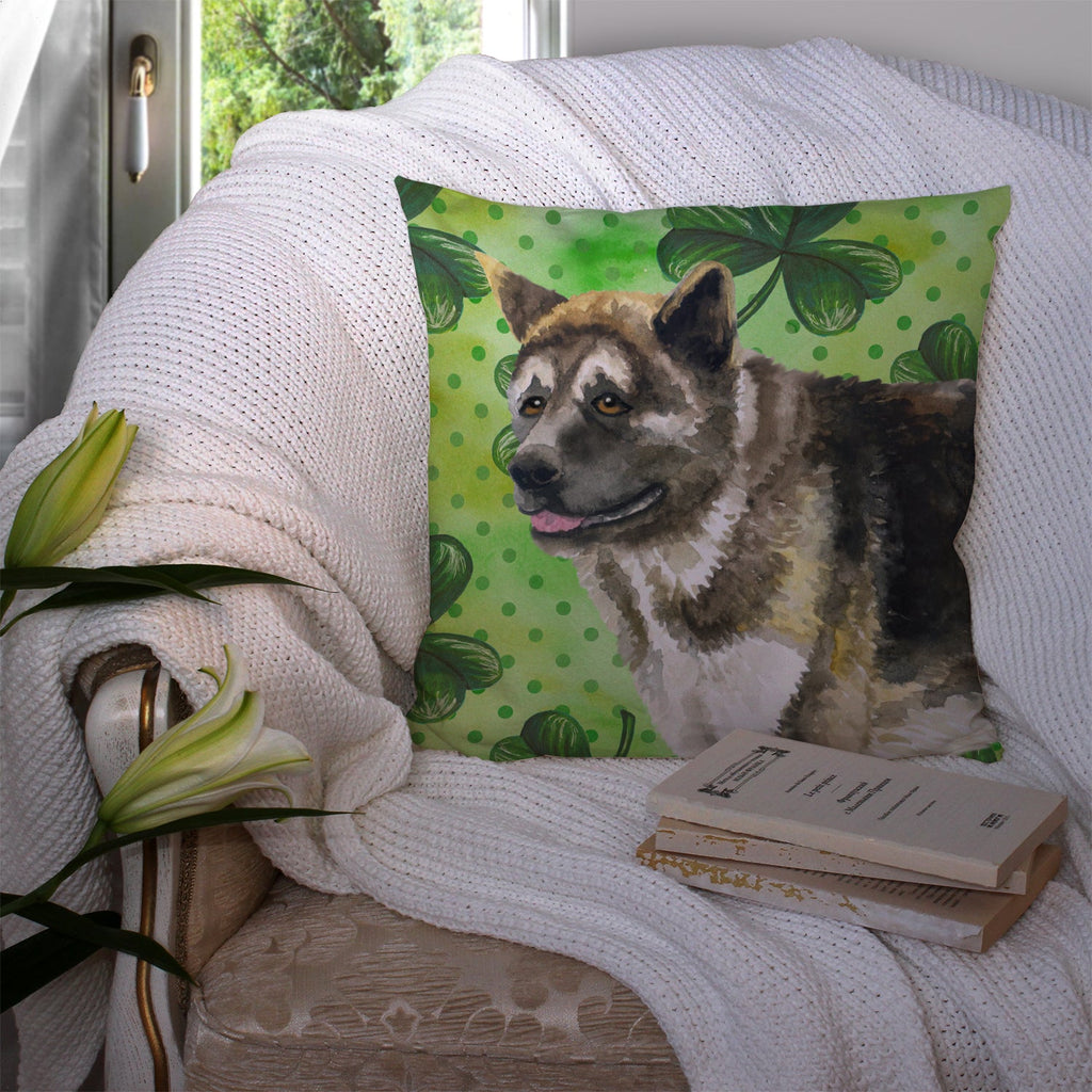 American Akita St Patrick's Decorative Throw Pillow 14x14 Indoor Outdoor Accent Cushion, Fabric Cover with Insert for Sofa, Bed, Porch & Living Room