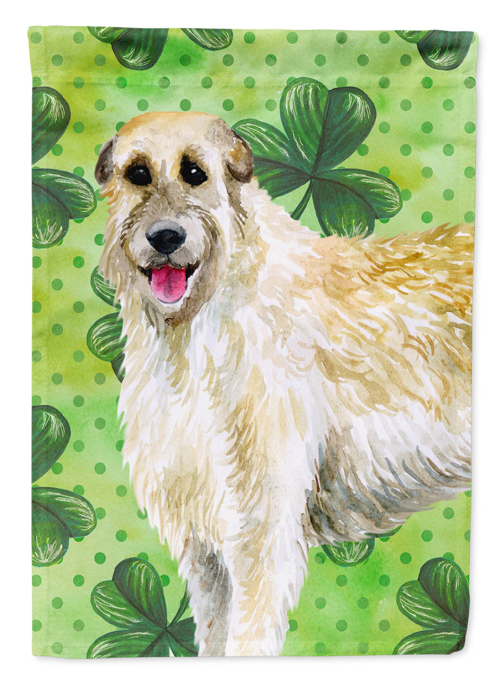 Irish Wolfhound St Patrick's House Flag 28x40 Porch Sleeve Pole Decorative Outside Yard Banner Artwork Wall Hanging, Polyester