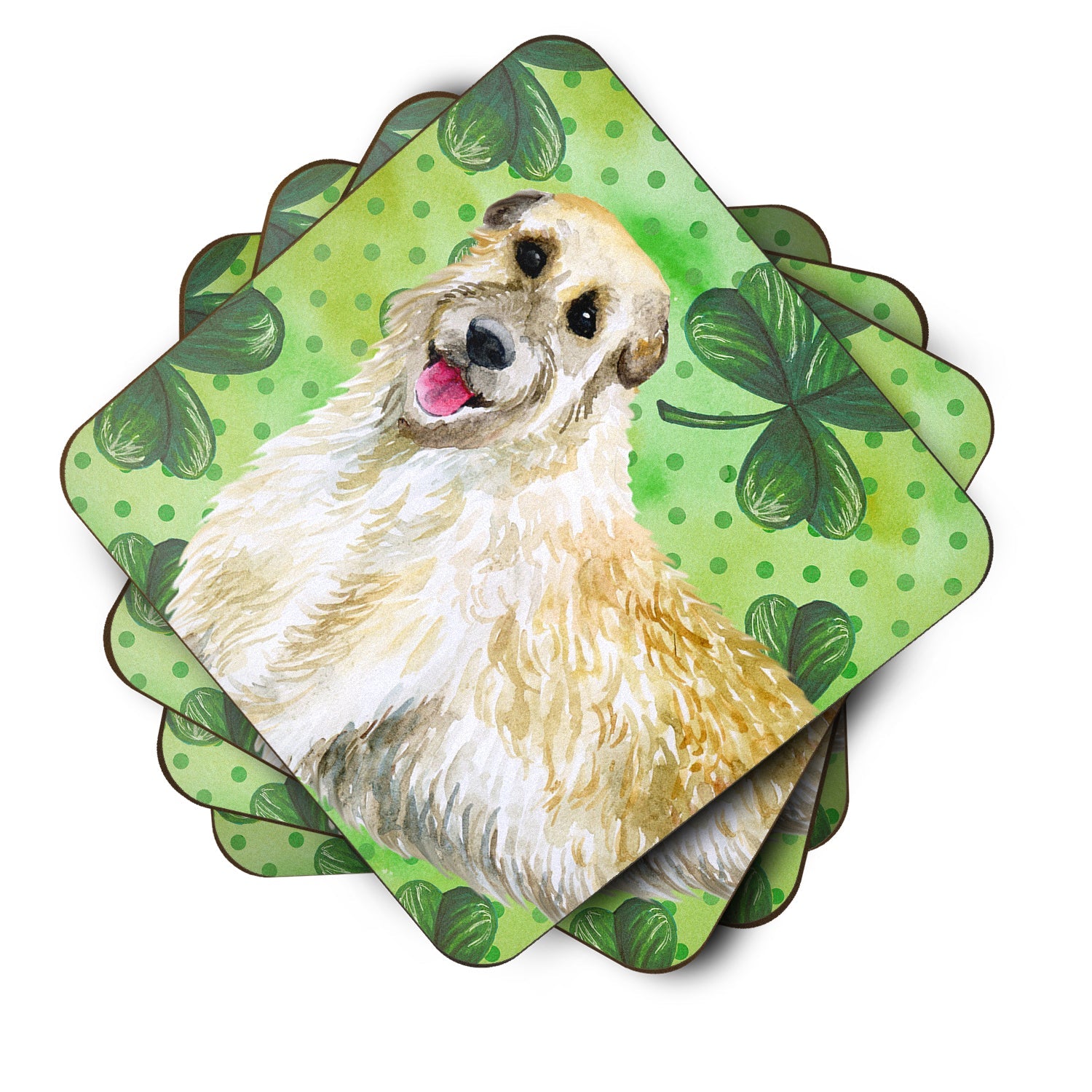 Irish Wolfhound St Patrick's Foam Coasters Set of 4 Cup Coasters for Indoor Outdoor, Tabletop Protection, Anti Slip, Mouse pad Material